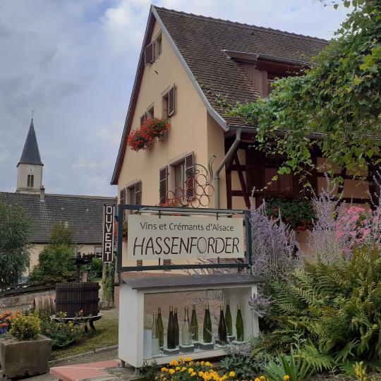 Vitrine et facade du Domaine Hassenforder